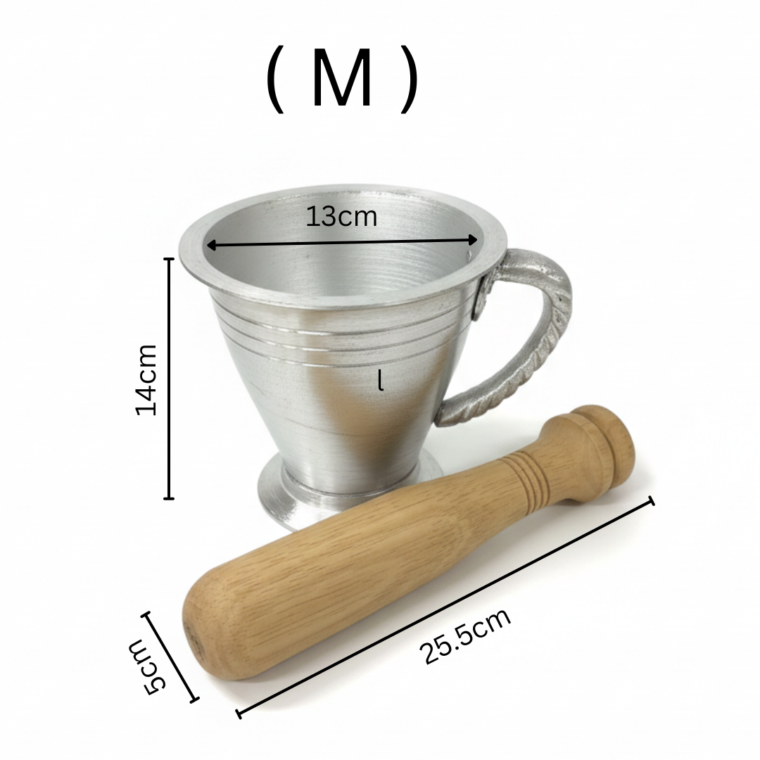 aluminum mortar and pestle_ သံငရုတ်ဆုံ အလက် ( M )