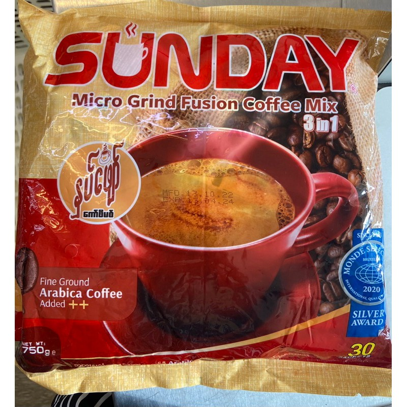 Sunday Micro Grind Fusion Coffee Mix 3 in 1 (နှပ်ဖျော်), 30 sachets