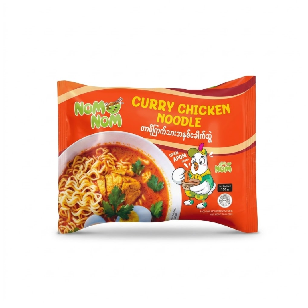 Nom Nom Curry Chicken Noodle_ ကာရီကြက်သားအနှစ်ခေါက်ဆွဲ (120g)