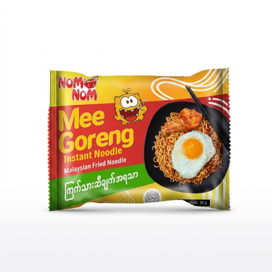 Nom Nom Mee Goreng Instant Noodle _ ကြက်သားဆီချက်အရသာ (95g)