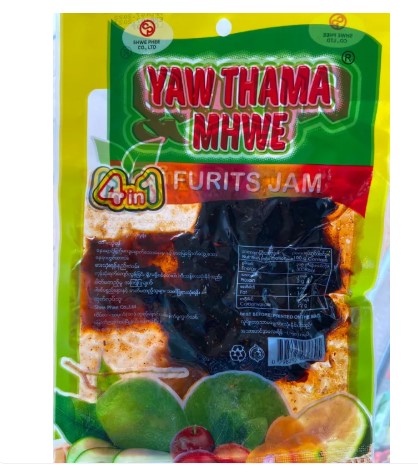 Yaw Thama Mhwe Fruits Jam Packet - Myanmar Product (ရောသမမွှေ ဆီး သရက် မရမ်း ရှောက်) 4 in 1, 150g