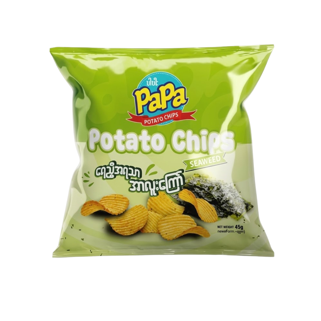 PaPa Potato Chips Seaweed_ပါပါးအာလူးကြော်ရေညှိအရသာ(45g)