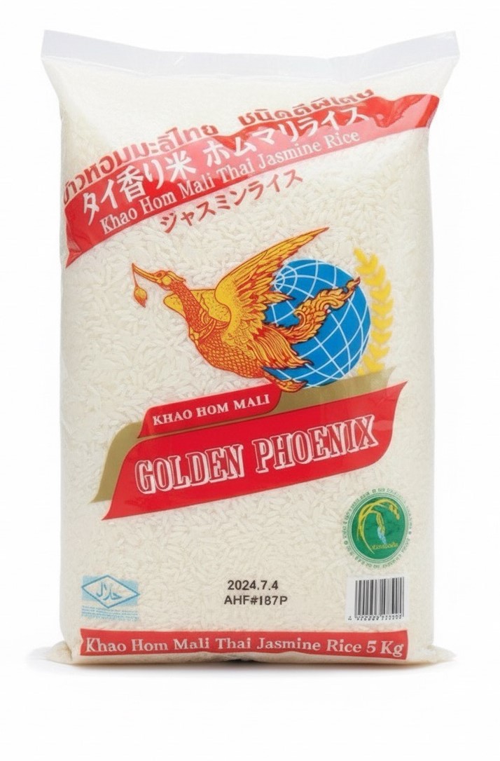 Khao Hom Mali Golden Phoenix Thai Jasmine Rice 5kg