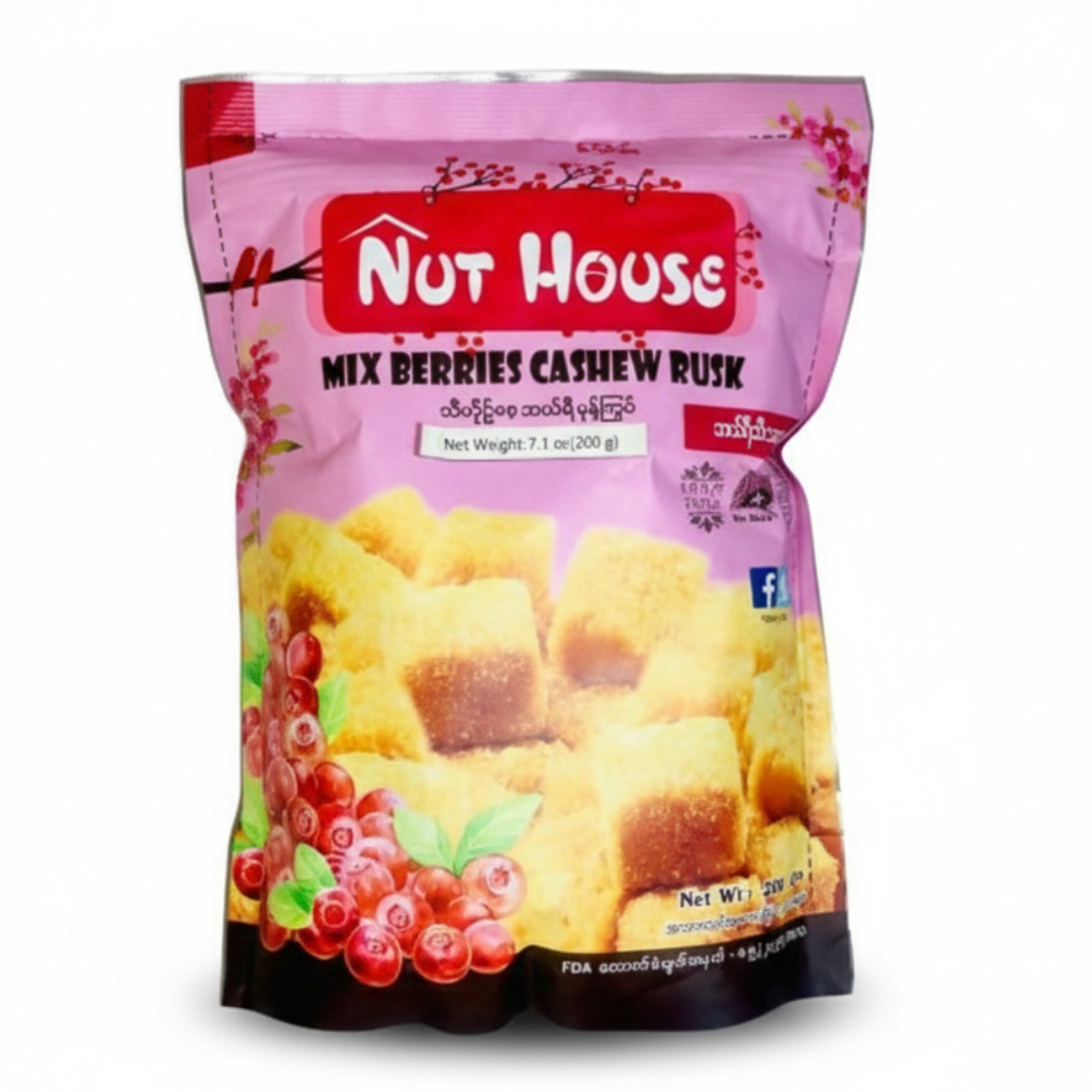 Nut House Mix Berry Cashew Rusk (သီ ဟို စေ့ ဘယ် ရီမုန့် ကြွပ်)200g