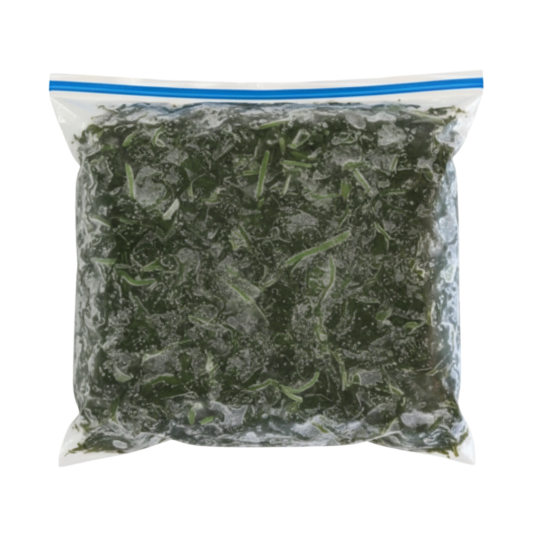 Frozen Boiled Roselle Leaves ချဉ်ပေါင်ရွက်ပြုတ်အခဲ ( 500g )